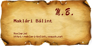Maklári Bálint névjegykártya
