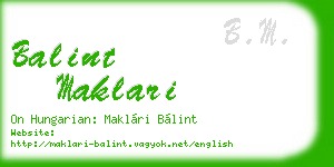 balint maklari business card