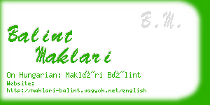 balint maklari business card